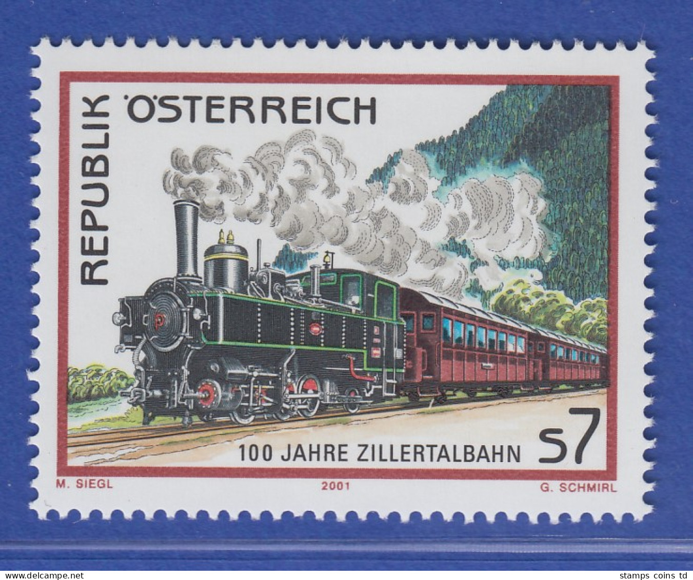 Österreich 2001 Sondermarke Eisenbahn 100 Jahre Zillertalbahn Mi.-Nr. 2339 - Neufs