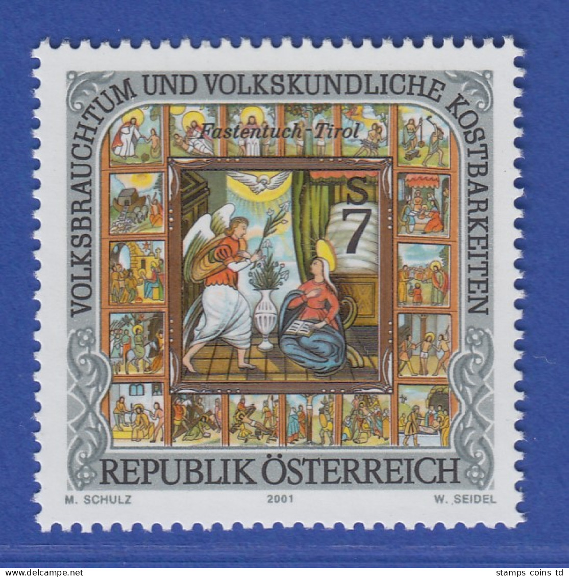 Österreich 2001 Sondermarke Volsbrauchtum Osttiroler Fastentuch Mi.-Nr. 2343 - Neufs