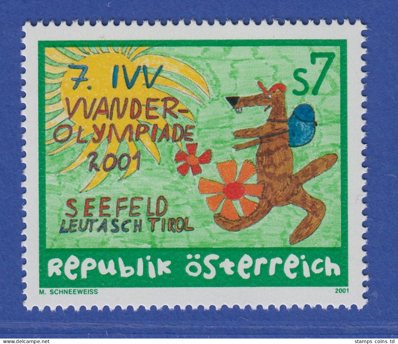 Österreich 2001 Sondermarke IVV Wanderolympiade, Murmeltier Seppl  Mi.-Nr. 2349 - Neufs