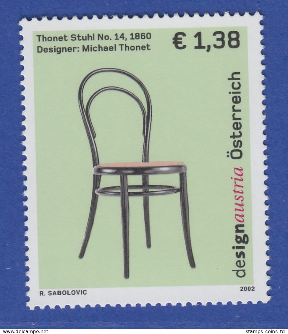 Österreich 2002 Sondermarke Design Austria Thonet Stuhl Nr. 14  Mi.-Nr. 2386 - Neufs