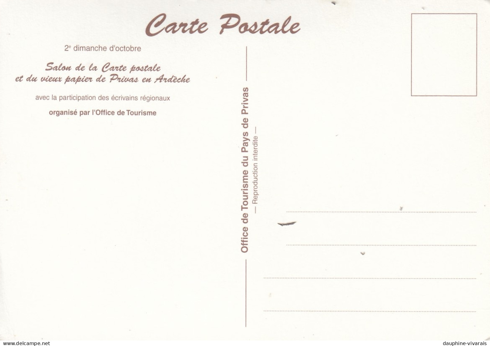 CP PRIVAS ARDECHE 07 - 2EME SALON DE LA CARTE POSTALE 1999 - Bolsas Y Salón Para Coleccionistas