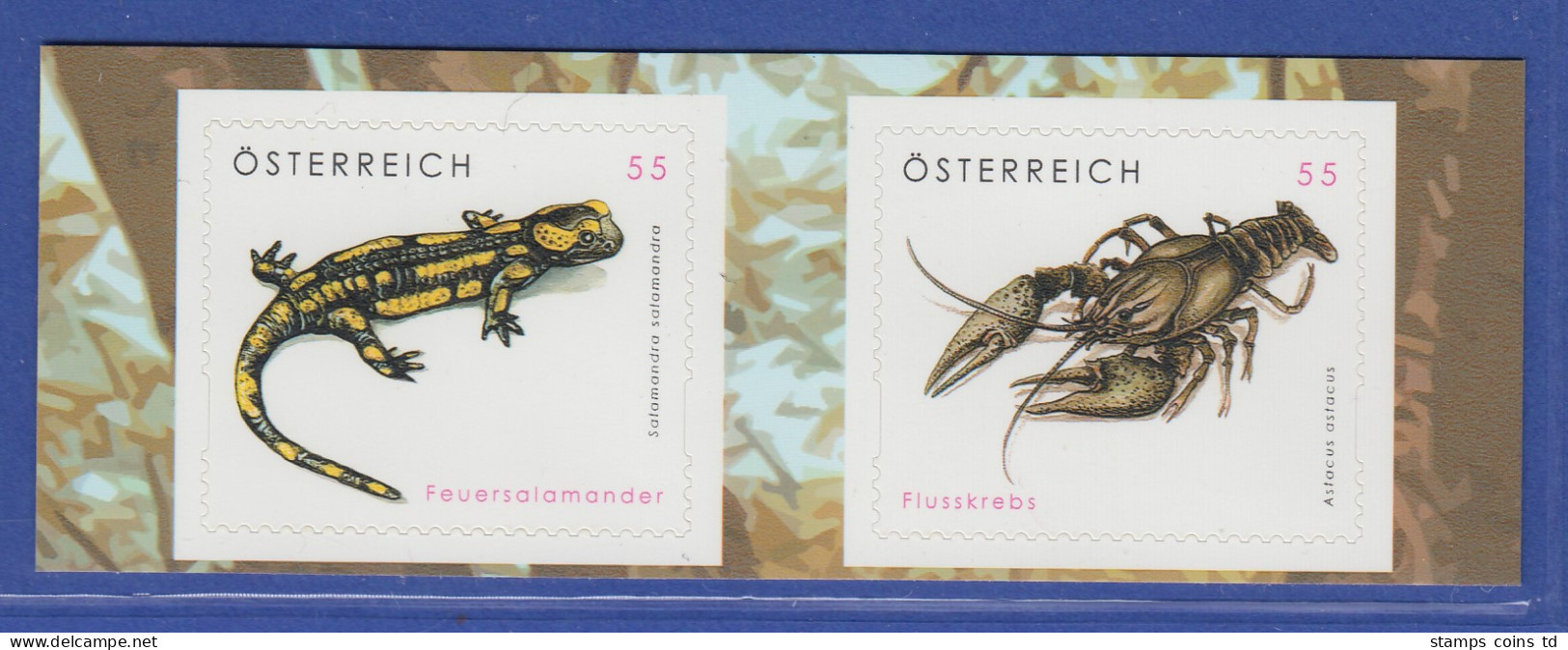 Österreich 2007 Freimarken Tierschutz Feuersalamander Flusskrebs Mi.-Nr. 2648-9 - Nuevos