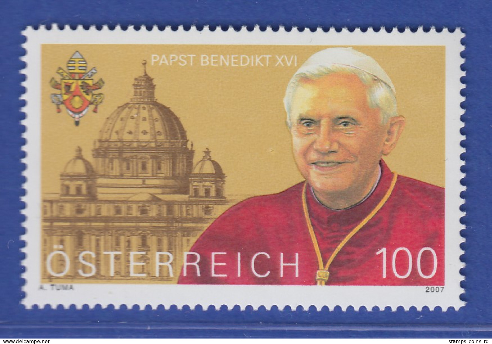 Österreich 2007 Sondermarke 80. Geburtstag Papst Benedikt XVI.  Mi.-Nr. 2650 - Nuovi