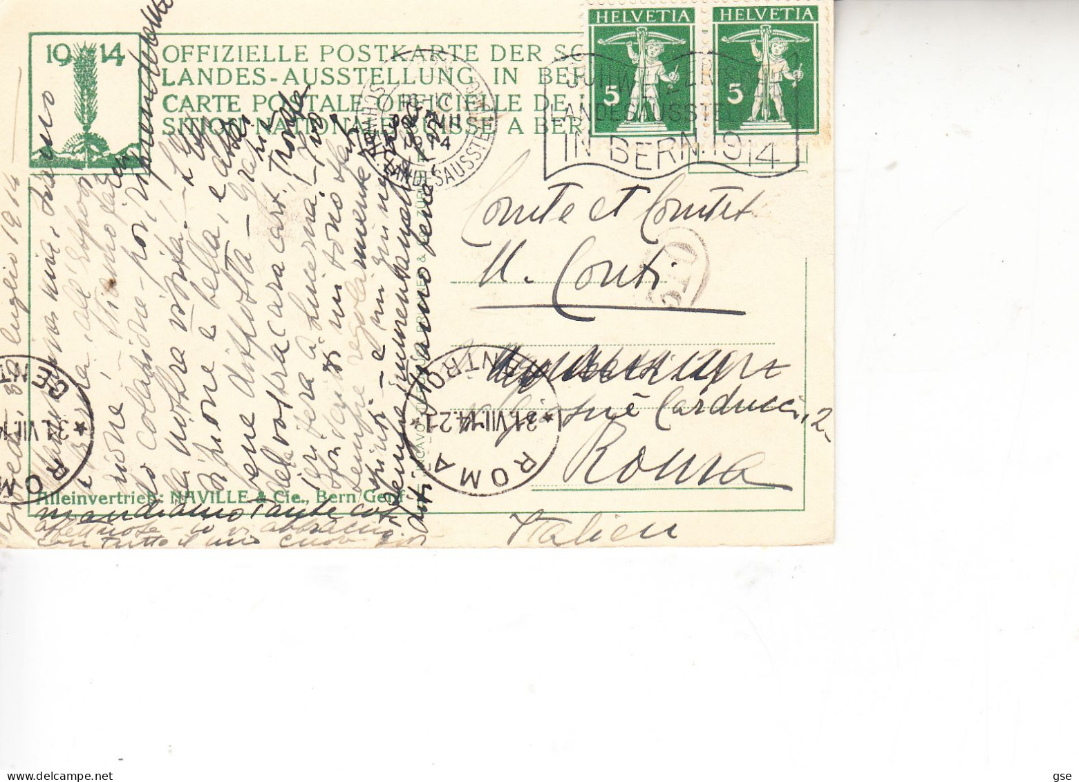 OFFICIELLE POSTKARTE  1914 Per Roma - Storia Postale