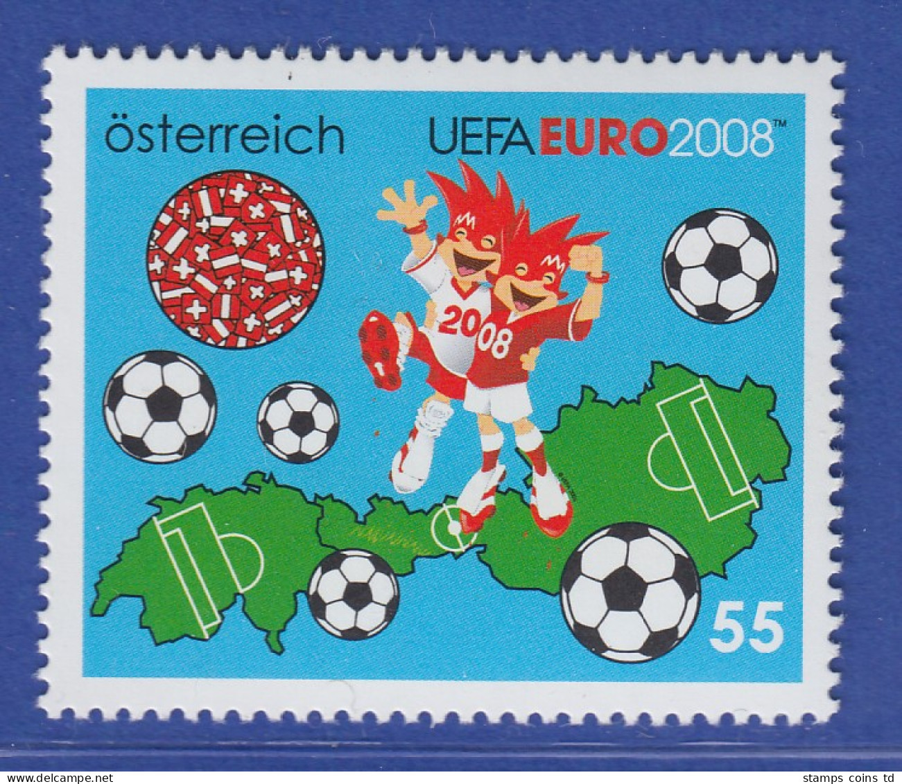 Österreich 2008 Sondermarke Fußball-EM AU Und CH Als Fußballplatz  Mi.-Nr. 2710 - Nuevos