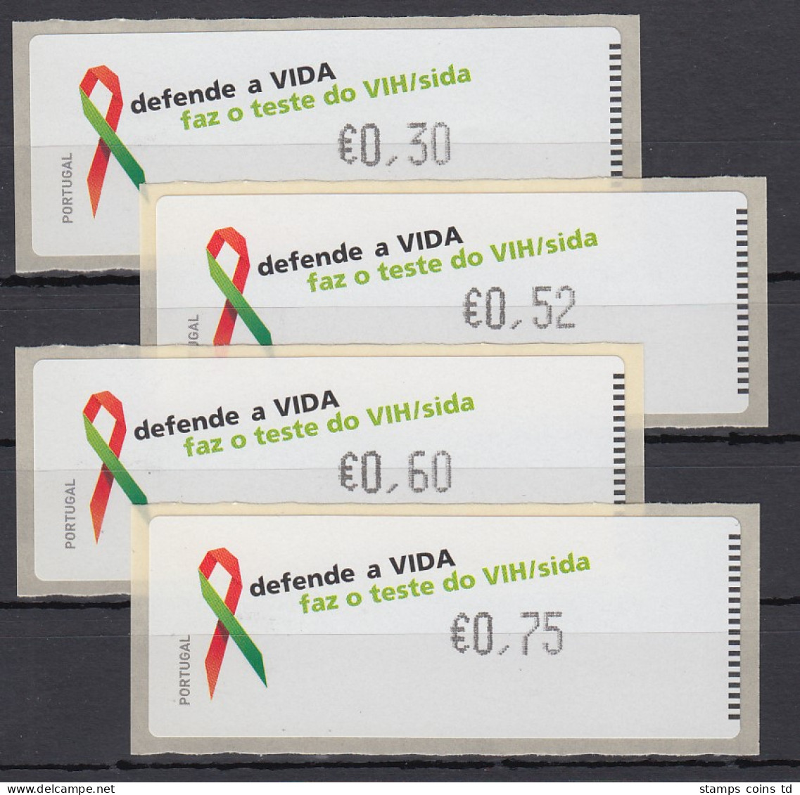 Portugal 2006 ATM AIDS-Bekämpfung Monétel Mi.-Nr. 57e Satz 30-52-60-75 **  - Timbres De Distributeurs [ATM]