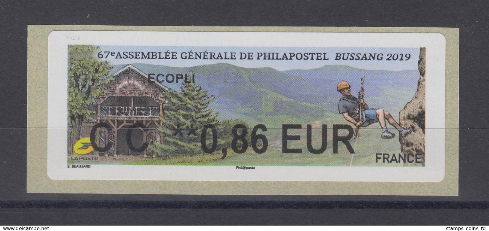 Frankreich 2019 ATM Bussang Alpinismus Wert CC 0,86 EUR **  - Autres & Non Classés