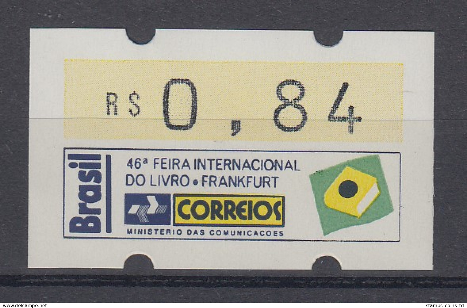 Brasilien ATM Frankfurter Buchmesse 1994 , Mi.-Nr. 6, Einzel-ATM 0,84 RS ** - Franking Labels