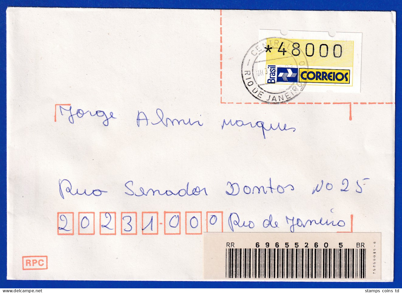 Brasilien 1993 ATM Postemblem Wert 48000 Auf Inl.-R-Brief  Mit O 31.7.93 - Frankeervignetten (Frama)