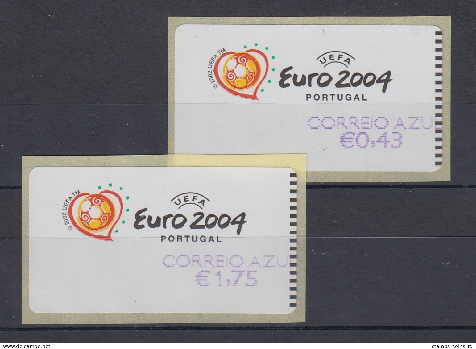 Portugal 2003 ATM Fußball EM Euro 2004 Mi-Nr. 42.3.Z2 Satz 2 Werte ** - Timbres De Distributeurs [ATM]