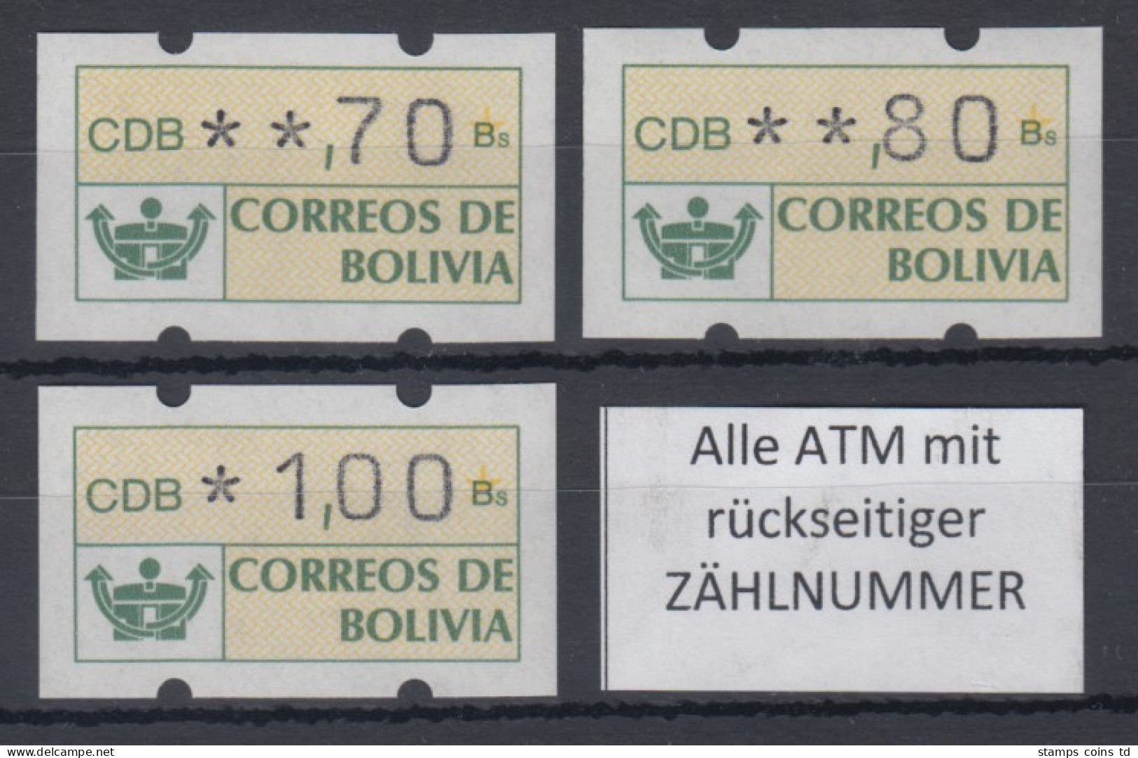 Bolivien / Bolivia ATM Satz 70-80-100 **  Alle ATM Mit Zählnummer ! - Bolivia