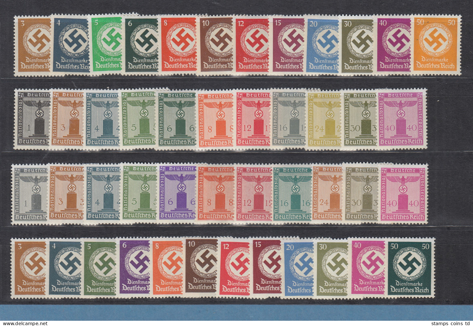 Drittes Reich Behörden- Und Partei-Dienstmarken Mi.-Nr. 132-177 Alle 4 Sätze  ** - Service