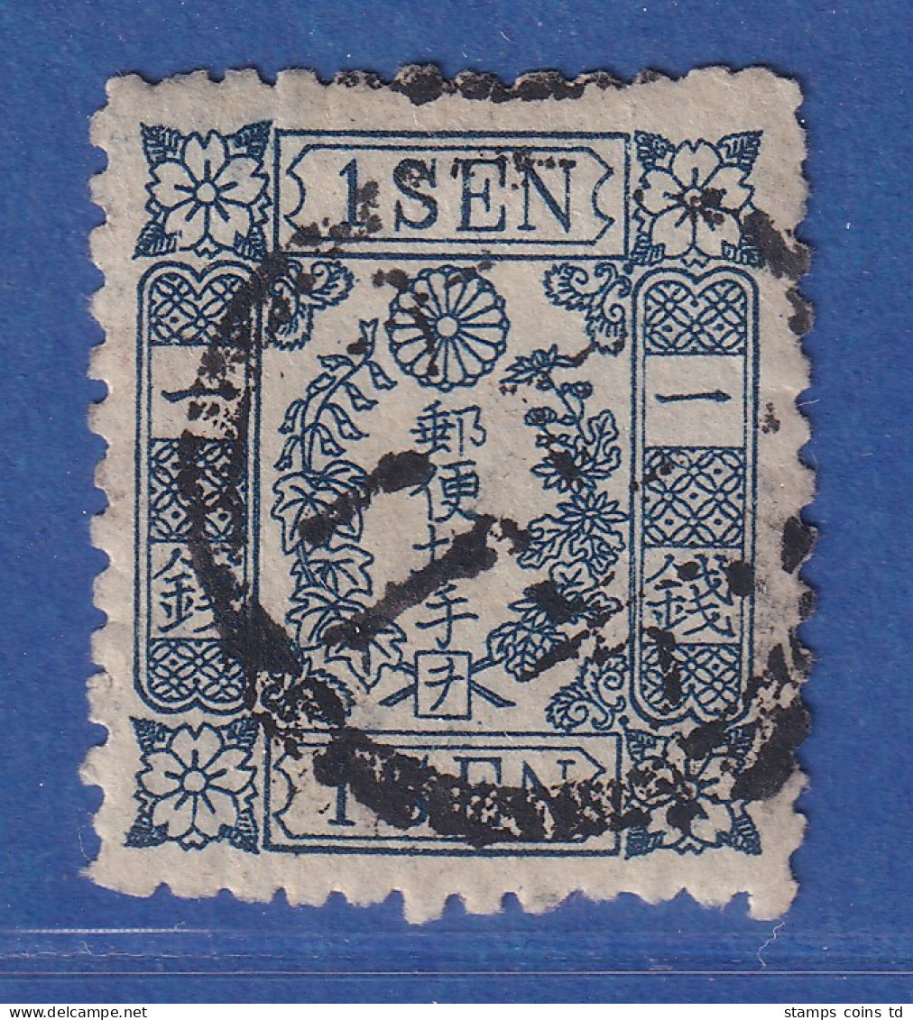 Japan 1874 Kirschblütenmuster 1S Mi.-Nr. 19 Mit Kontrollzeichen 12 Gestempelt - Otros & Sin Clasificación