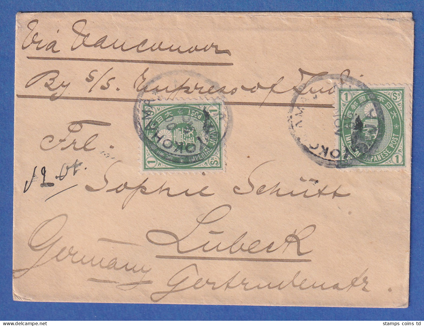 Japan 1900 Kleiner Brief Von Yokohama Via Vancouver Nach Lübeck. - Autres & Non Classés