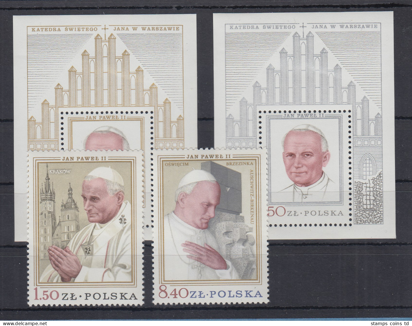 Polen / Polska 1979 Besuch Papst Johannes Paul II. Satz Und Beide Blocks **  - Autres & Non Classés