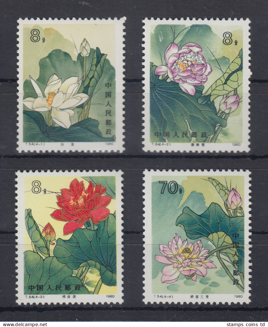 VR China 1980 Lotosblumen Mi.-Nr. 1624-27 ** PR China T.54 Set MNH - Otros & Sin Clasificación