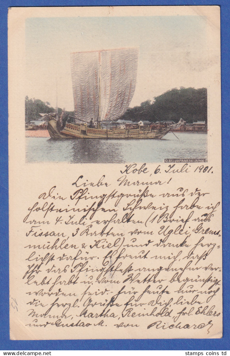 Japan 1901 GA Postkarte 4Sen  Rückseitig Mit Bild Gelaufen Von KOBE Nach HAMBURG - Otros & Sin Clasificación