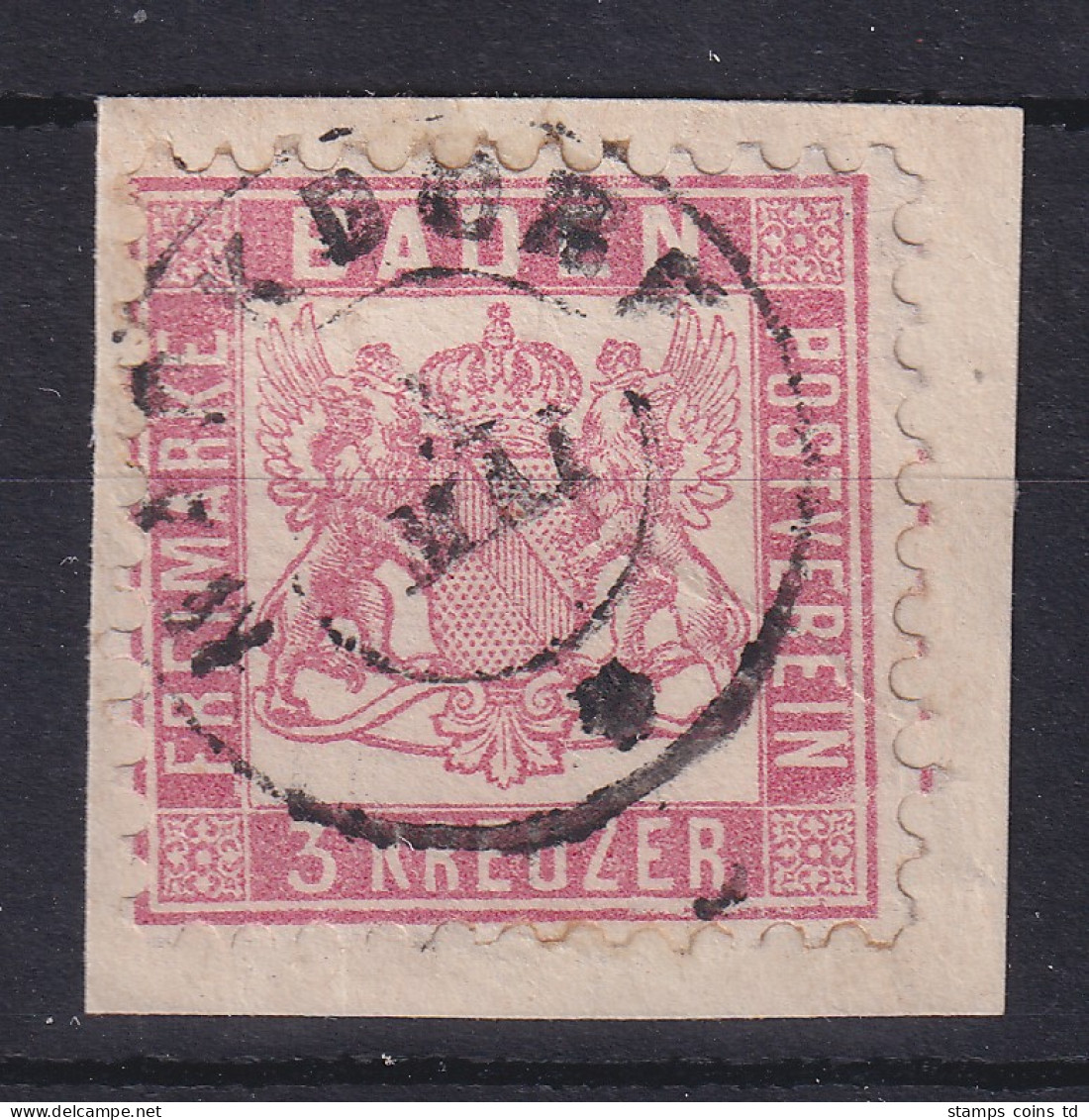 Baden 3 Kreuzer Rot Mi.-Nr. 18  O MARKDORF Auf Briefstück - Oblitérés