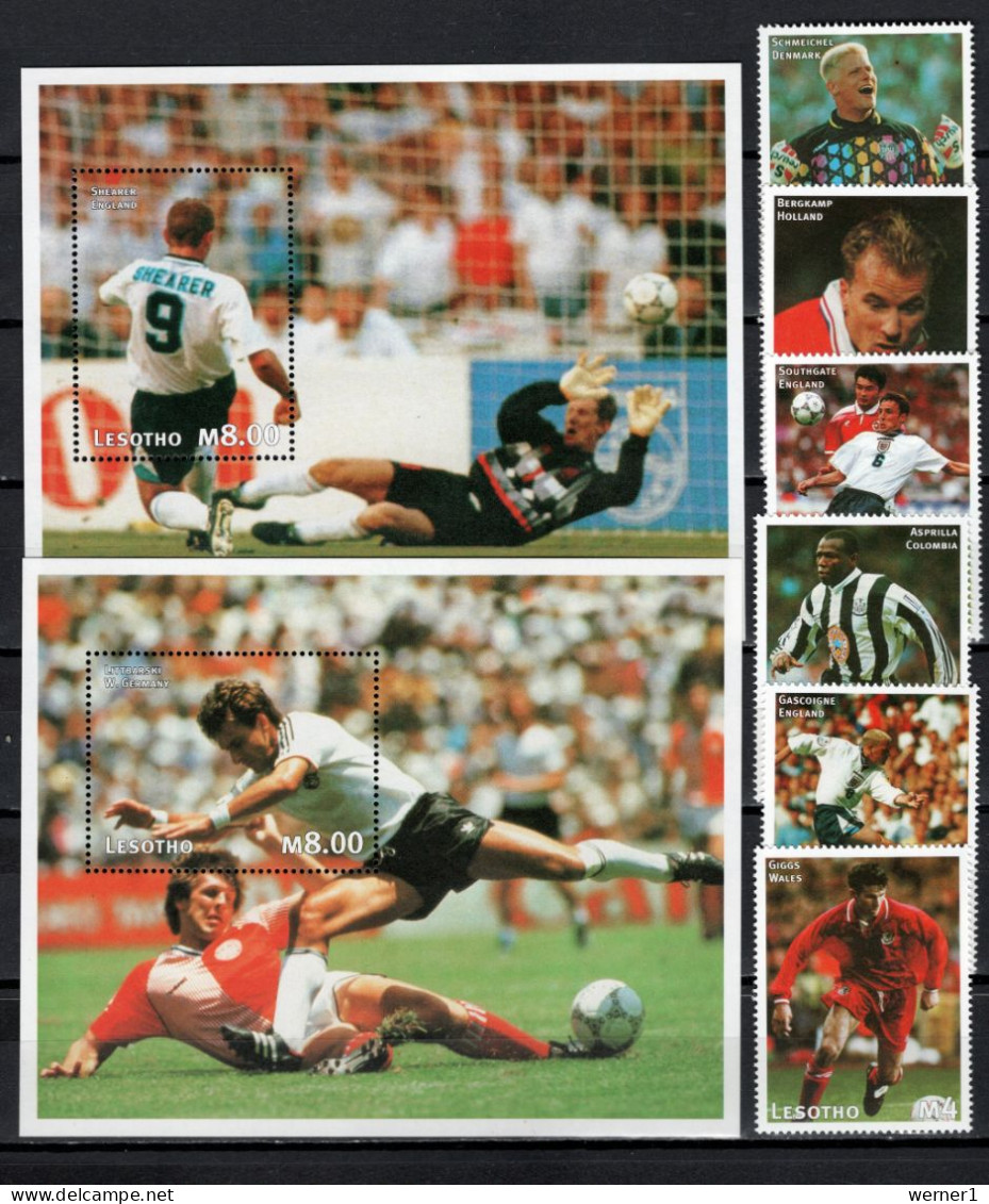 Lesotho 1997 Football Soccer World Cup Set Of 6 + Sheetlet + 2 S/s MNH - 1998 – Frankreich