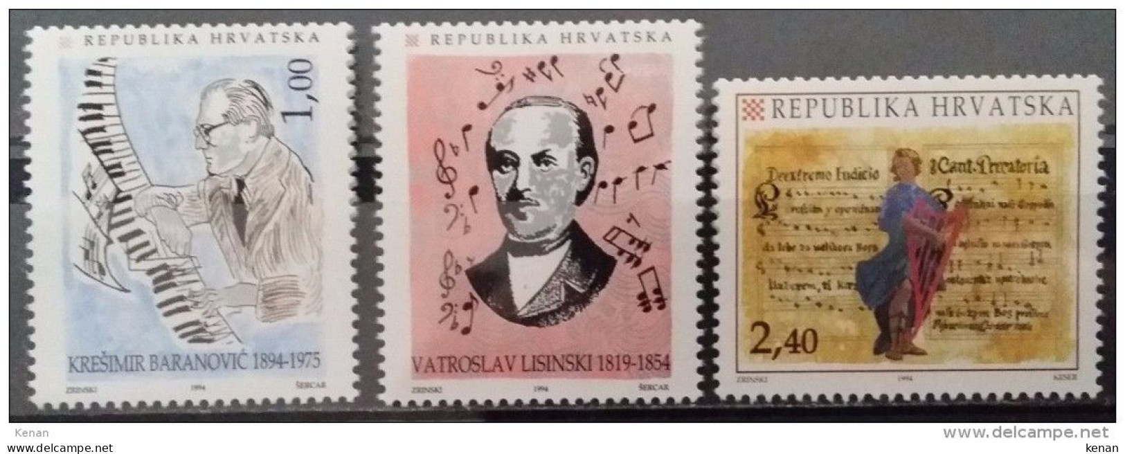 Croatia, 1994, Mi: 286/88 (MNH) - Musik