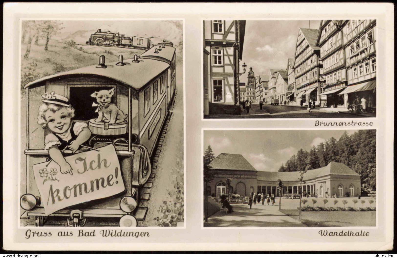 Ansichtskarte Bad Wildungen Brunnenstrasse U. Wandelhalle 1955 - Bad Wildungen