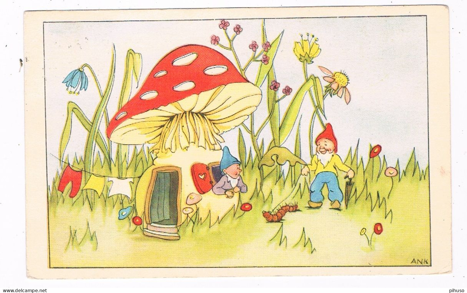 KAB-46   2 DWARF And Their MUSHROOM  ( Illustrator ANK ) - Märchen, Sagen & Legenden