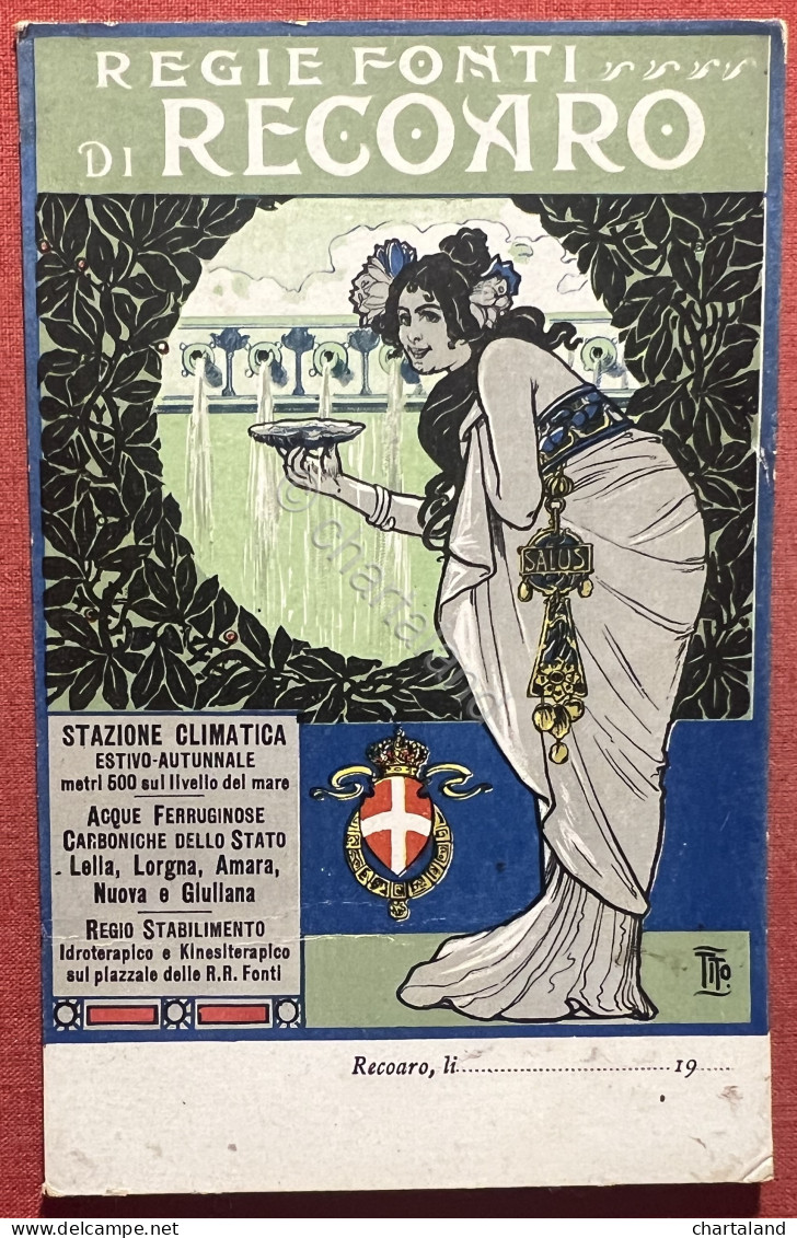 Cartolina Pubblicitaria - Regie Fonti Di Recoaro - Stazione Climatica - 1900 Ca. - Advertising