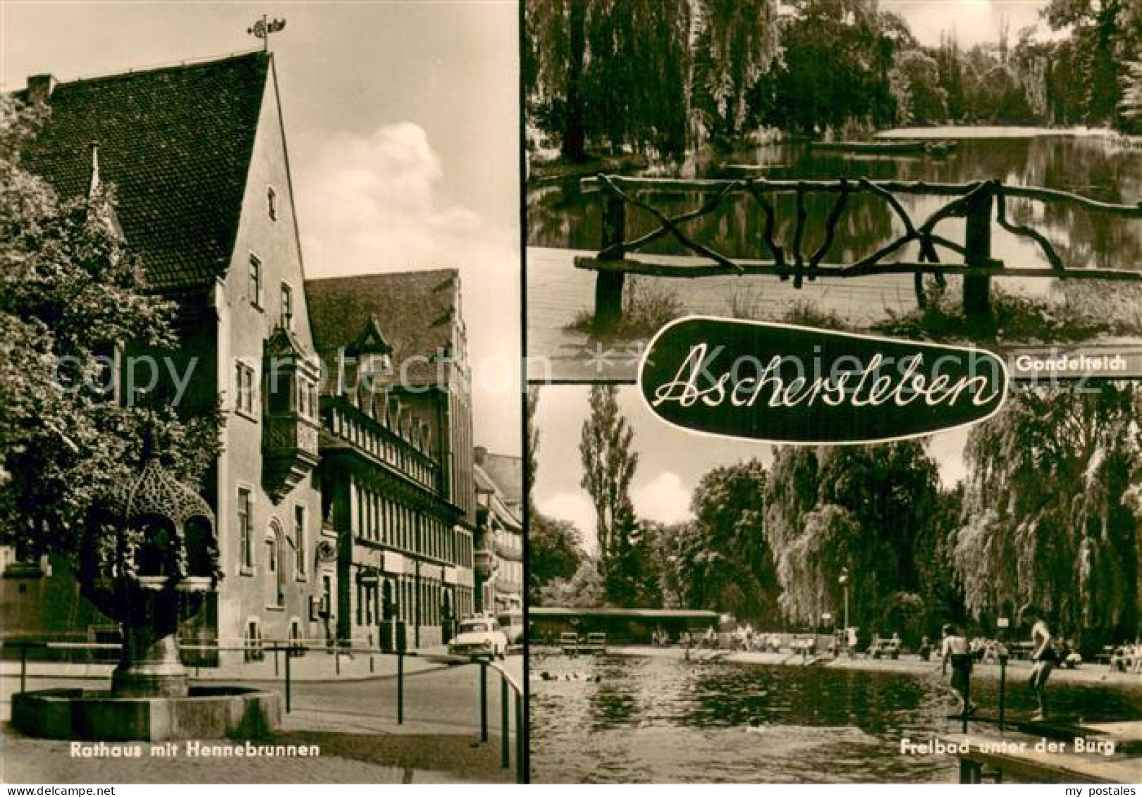 73753967 Aschersleben Rathaus Mit Hennebrunnen Gondelteich Freibad Unter Der Bur - Aschersleben