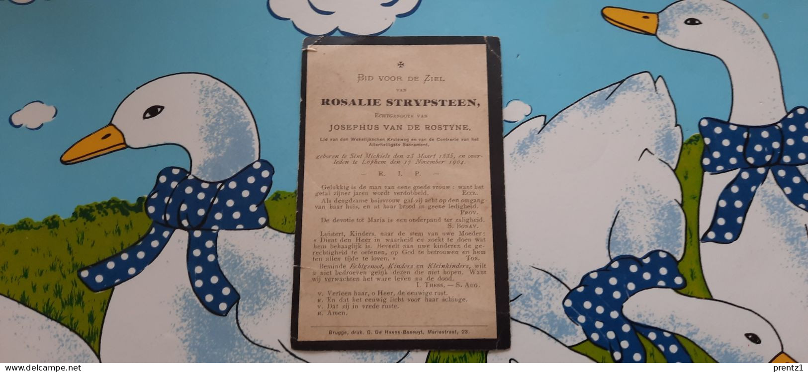 Rosalie Strypsteen Geb. Sint Michel S 23/03/1833- Getr. Jospehus Van De Rostyne - Gest. Loppem 17/11/1904 - Images Religieuses