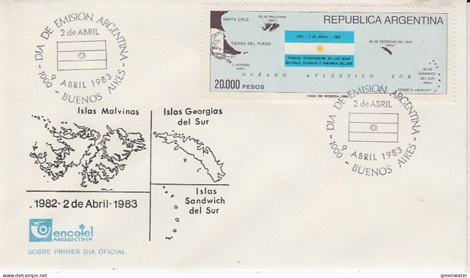 Argentina 1983 Occupation Falkland Islands FDC Ca 9 APR 1983 (59705) - Falkland