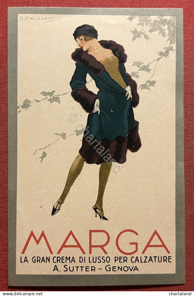 Cartolina Pubblicitaria - Marga A. Sutter, Genova - Crema Per Calzature - 1930  - Advertising