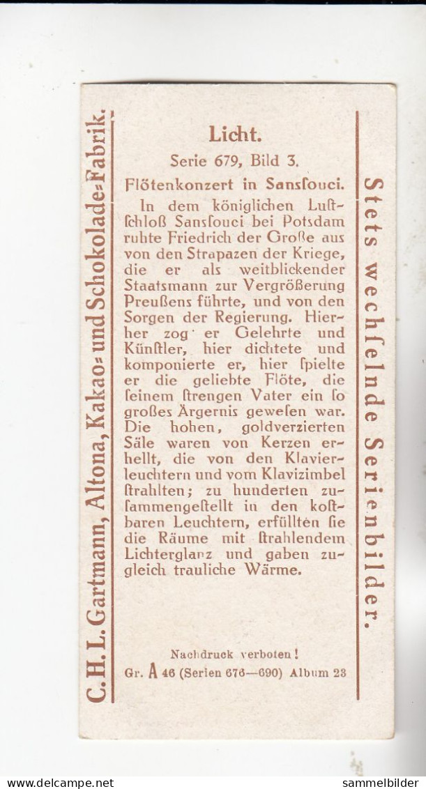 Gartmann Licht Flötenkonzert In Sanssouci     Serie 679 #3  Von 1927 - Otros & Sin Clasificación