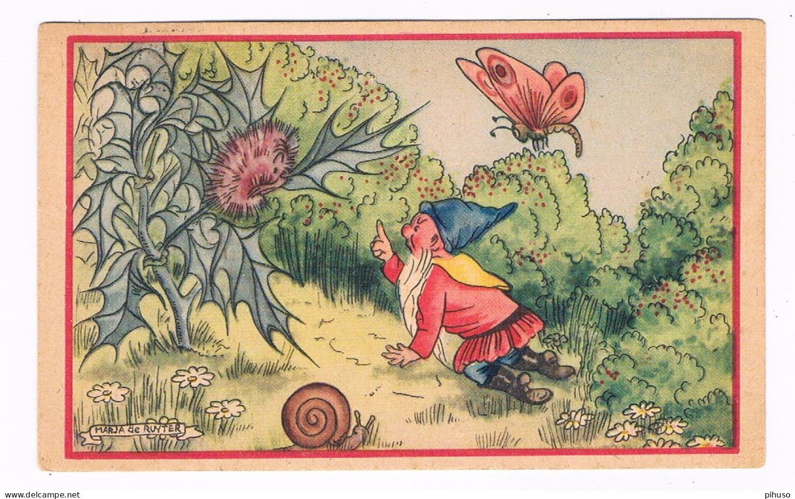 KAB-47   A DWARF Talking To A Caterpillar ( Illustrator Marja De Ruyter) - Contes, Fables & Légendes