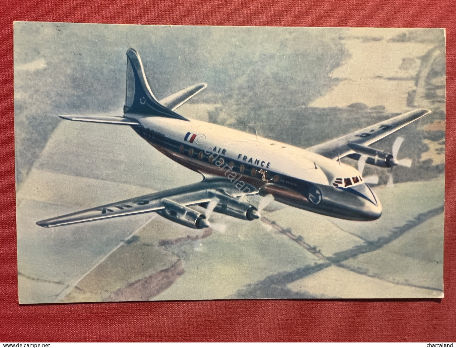 Cartolina Aeronautica - Air France Vickers Viscount - 1956 - Autres & Non Classés