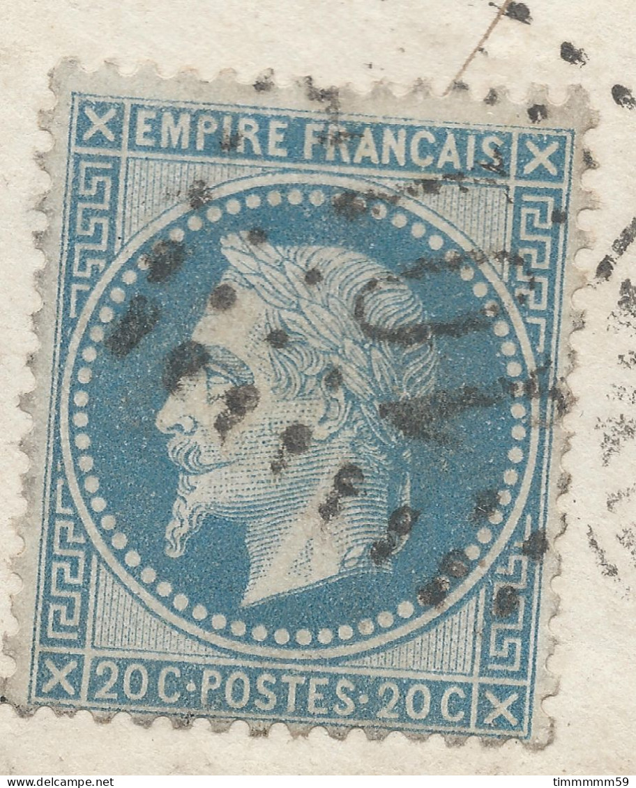 LT5950   N°29B/Enveloppe, Oblitéré GC 1017 CHINON(36), Indice 5 Pour Lussac-les-Châteaux, Vienne (80) Du 29 Oto. 1868 - 1863-1870 Napoléon III Con Laureles