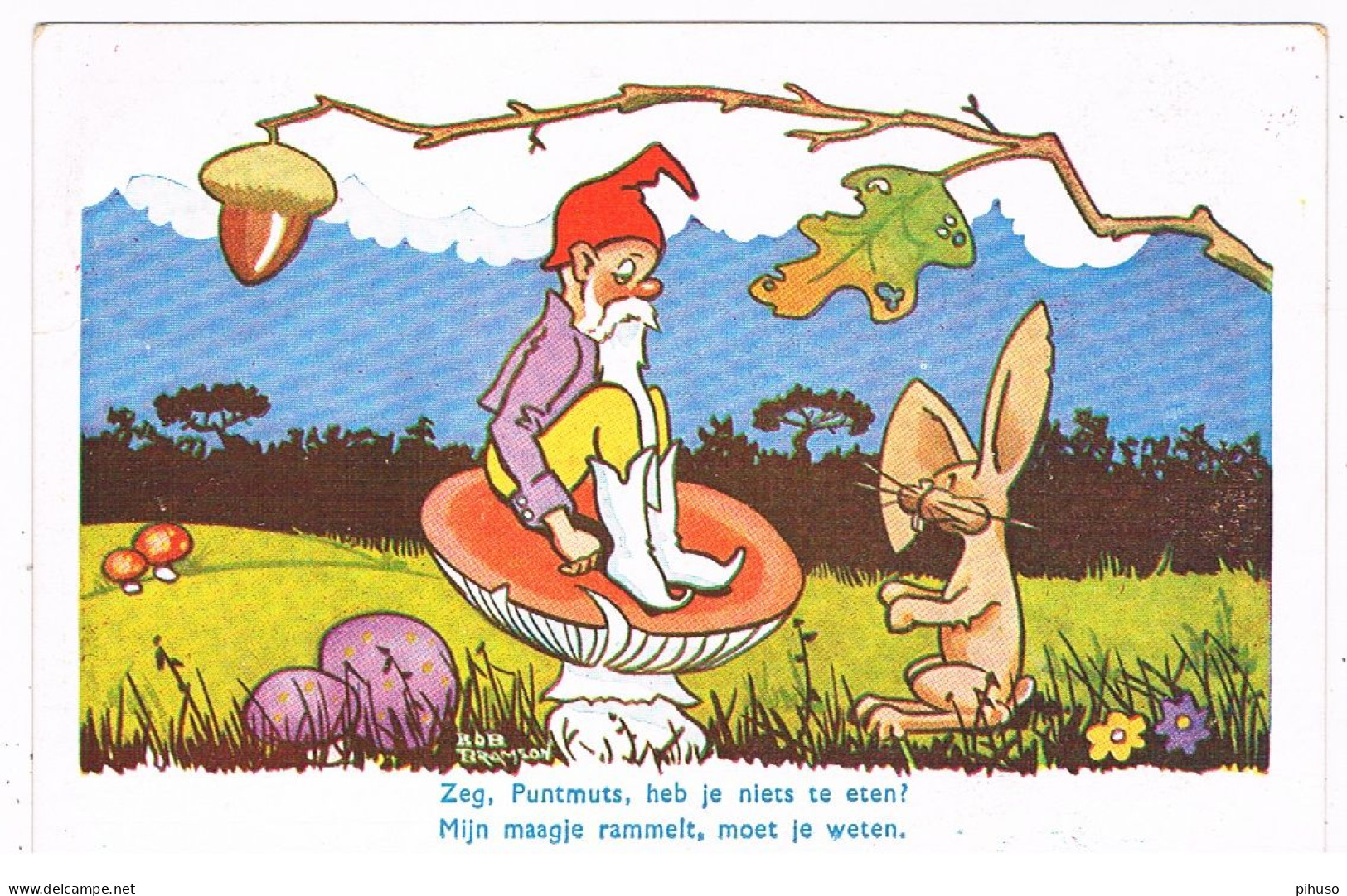 KAB-48   A DWARF Sitting On His MUSROOM ( Illustrator Rob Bramson ) - Fairy Tales, Popular Stories & Legends