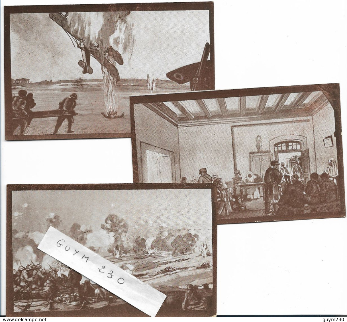 VISIONS De GUERRE-  Lot De 7 Cartes (dessins) - Guerre 1939-45