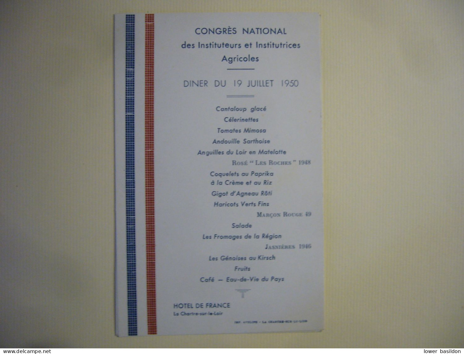 Congrès National Des Maîtres Et Maîtresses Agricoles De France   7 Menus   1948/50/51 - Menú