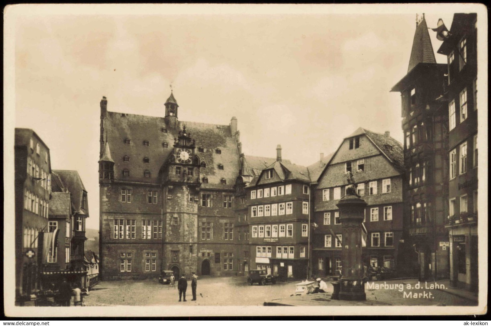 Ansichtskarte Marburg An Der Lahn Oberer Markt, Geschäfte - Fotokarte 1934 - Marburg