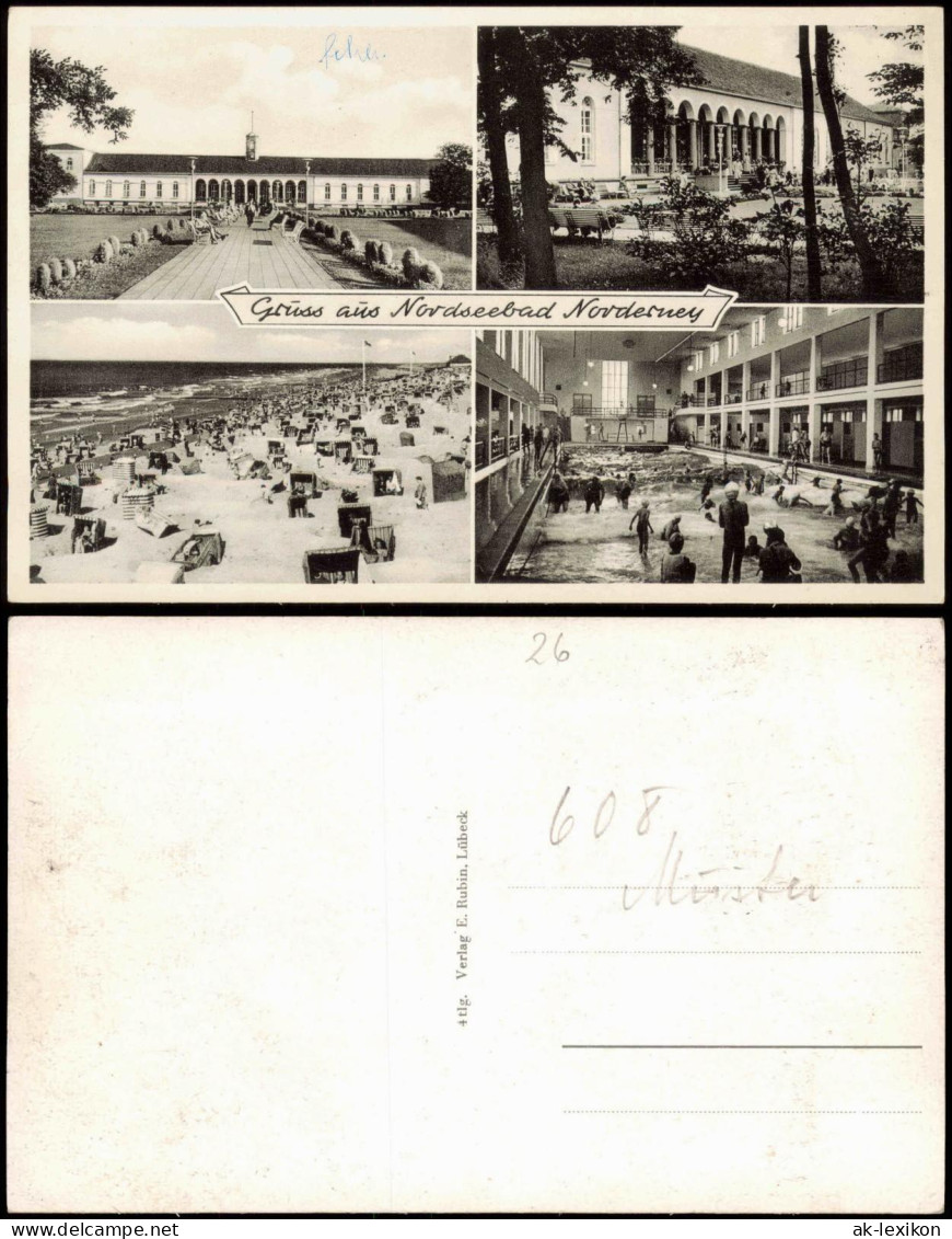 Ansichtskarte Norderney 4 Bild: Schwimmbad, Kurhaus 1959 - Norderney