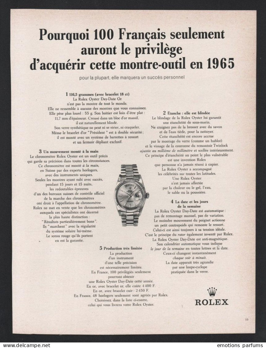 Lot De 5 Publicités Différentes MONTRE ROLEX 1965/1966 Horlogerie Pub Horlogerie Chronometre  Bijoux  Montres Geneve - Reclame