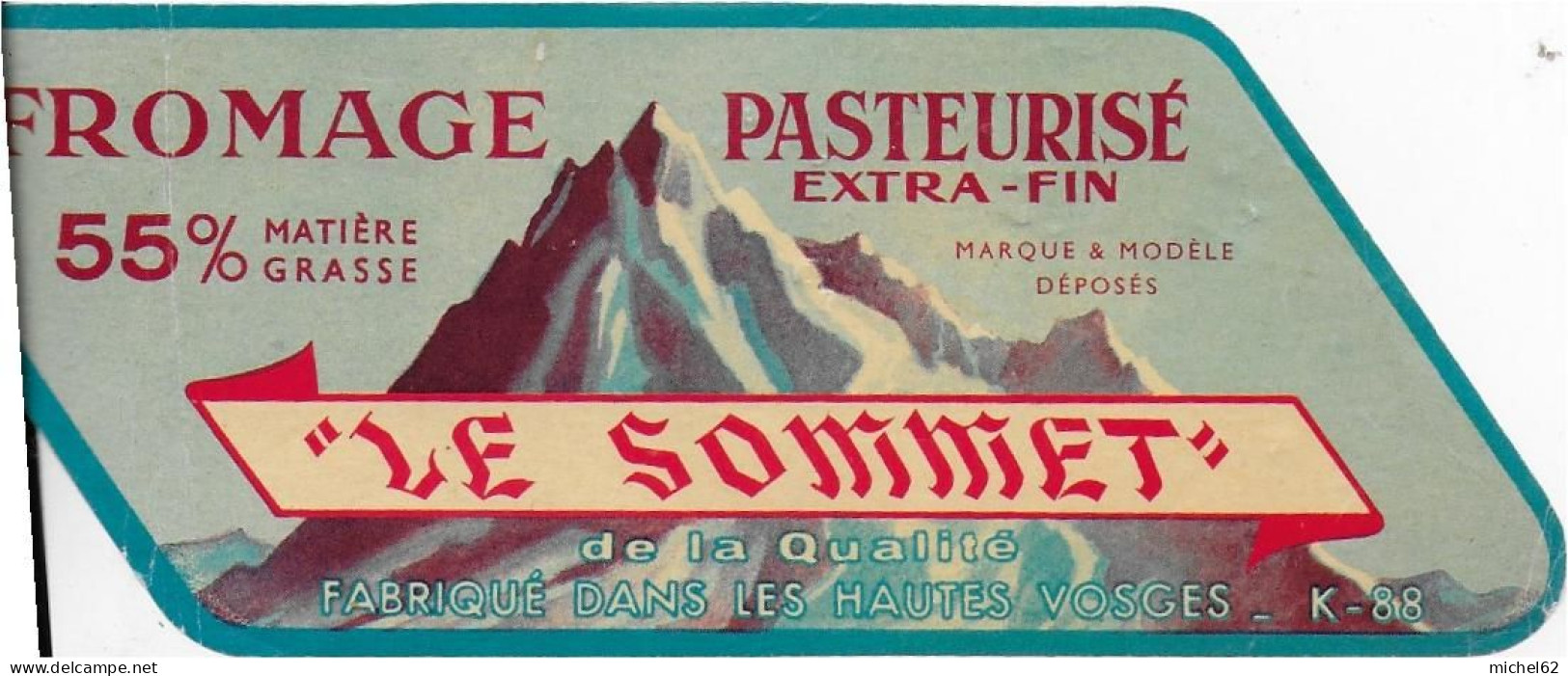 ETIQUETTE  DE  FROMAGE NEUVE LE SOMMET HAUTES VOSGES - Cheese