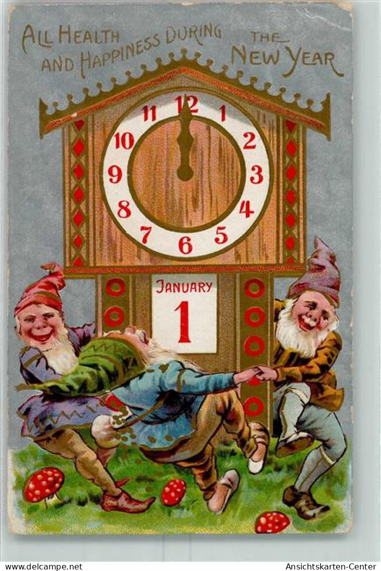 13169005 - Praegedruck Lithographie Uhr Happy New Year  Neujahr AK - Märchen, Sagen & Legenden