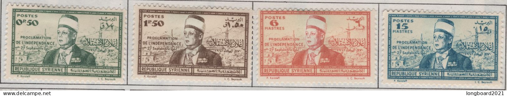 SYRIA - 0,50 - 15P 1942 INDEPENDENCE * Mi 456-459 - Siria