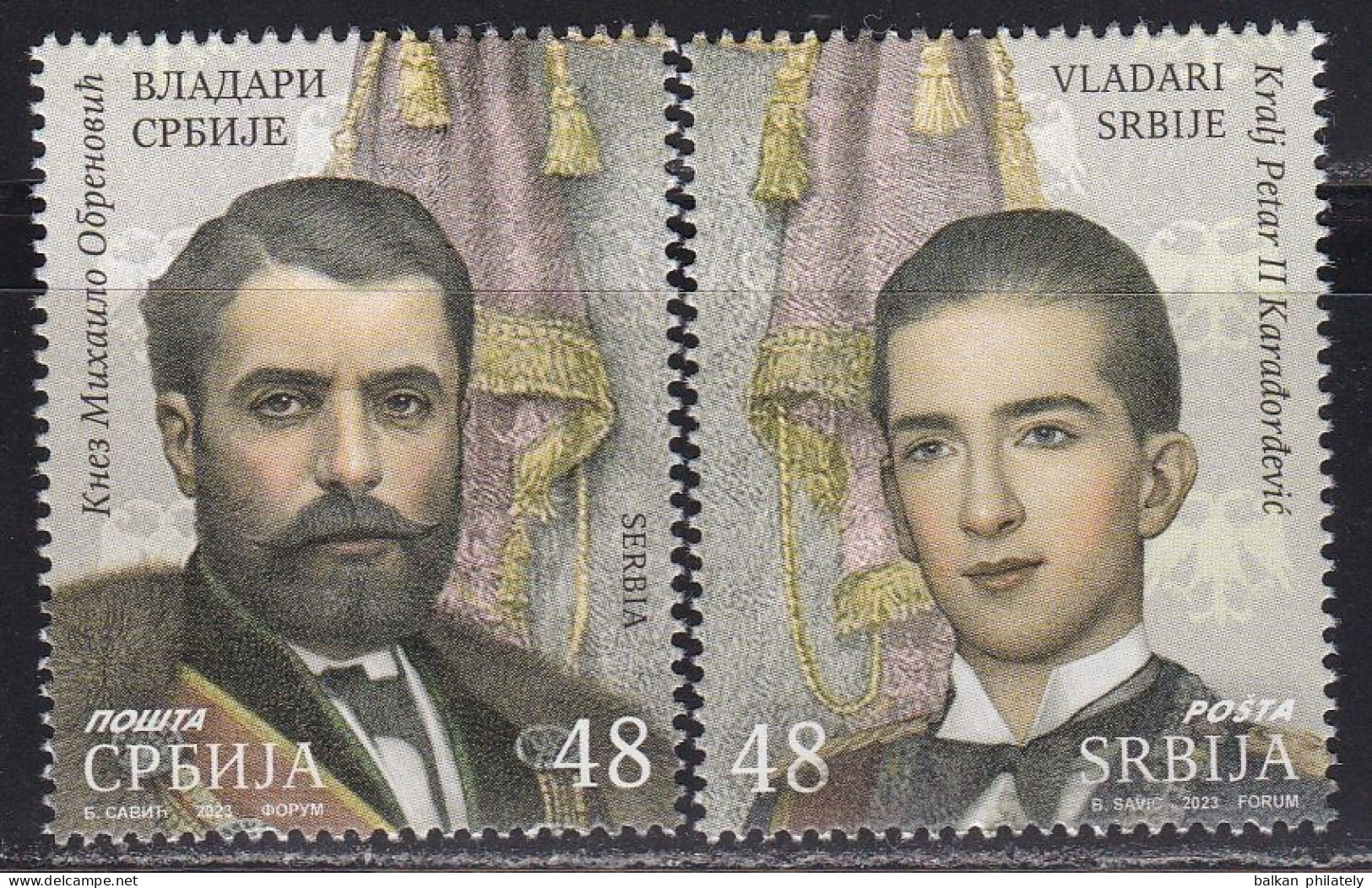 Serbia 2023 Rulers Of Serbia Prince Mihailo Obrenovic King Petar II Karadjordjevic History Famous People MNH - Serbien