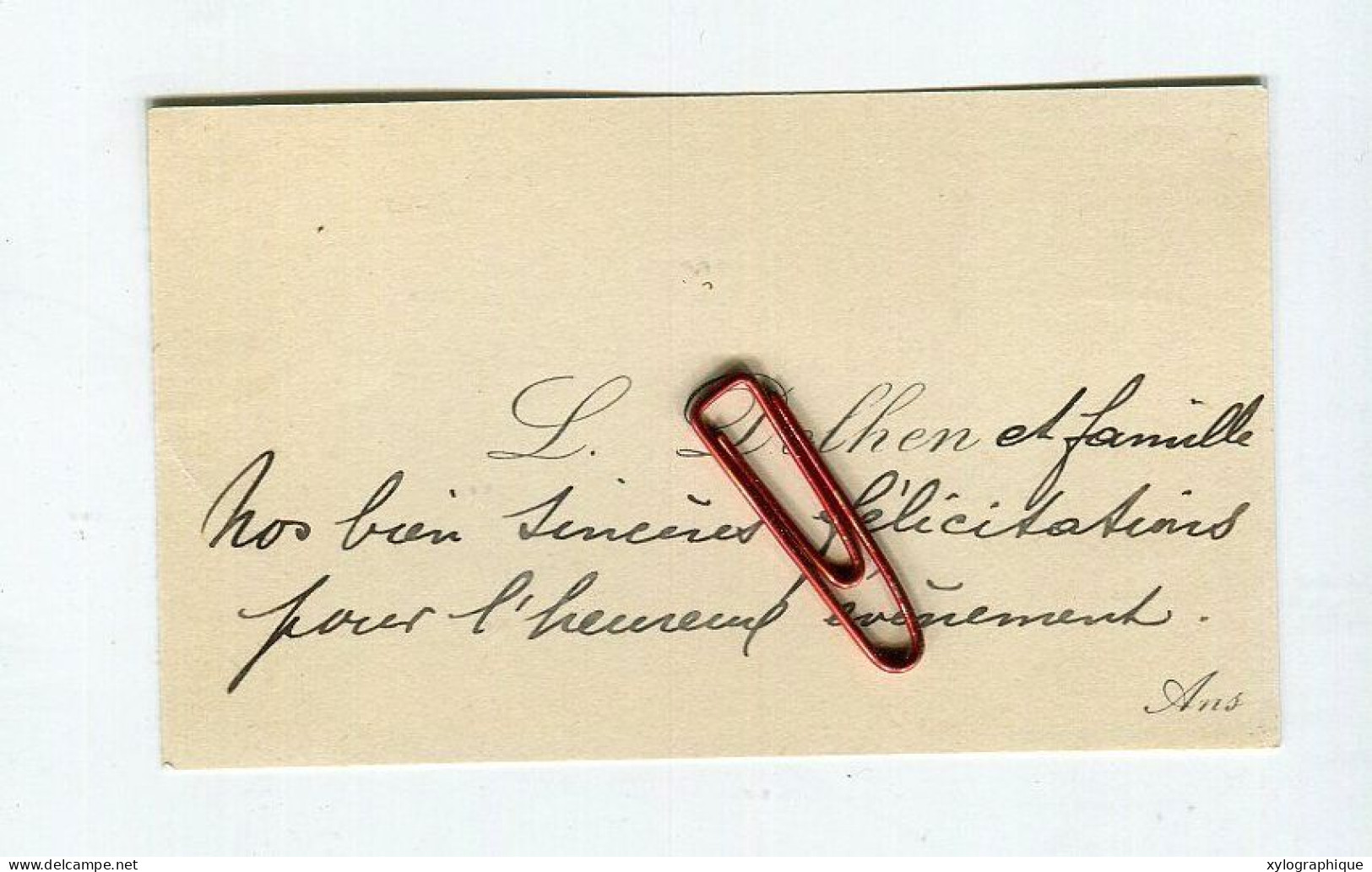 ANS (Liège) - Carte De Visite Ca. 1930, L. Dolhen, à Famille Gérardy Warland - Visiting Cards
