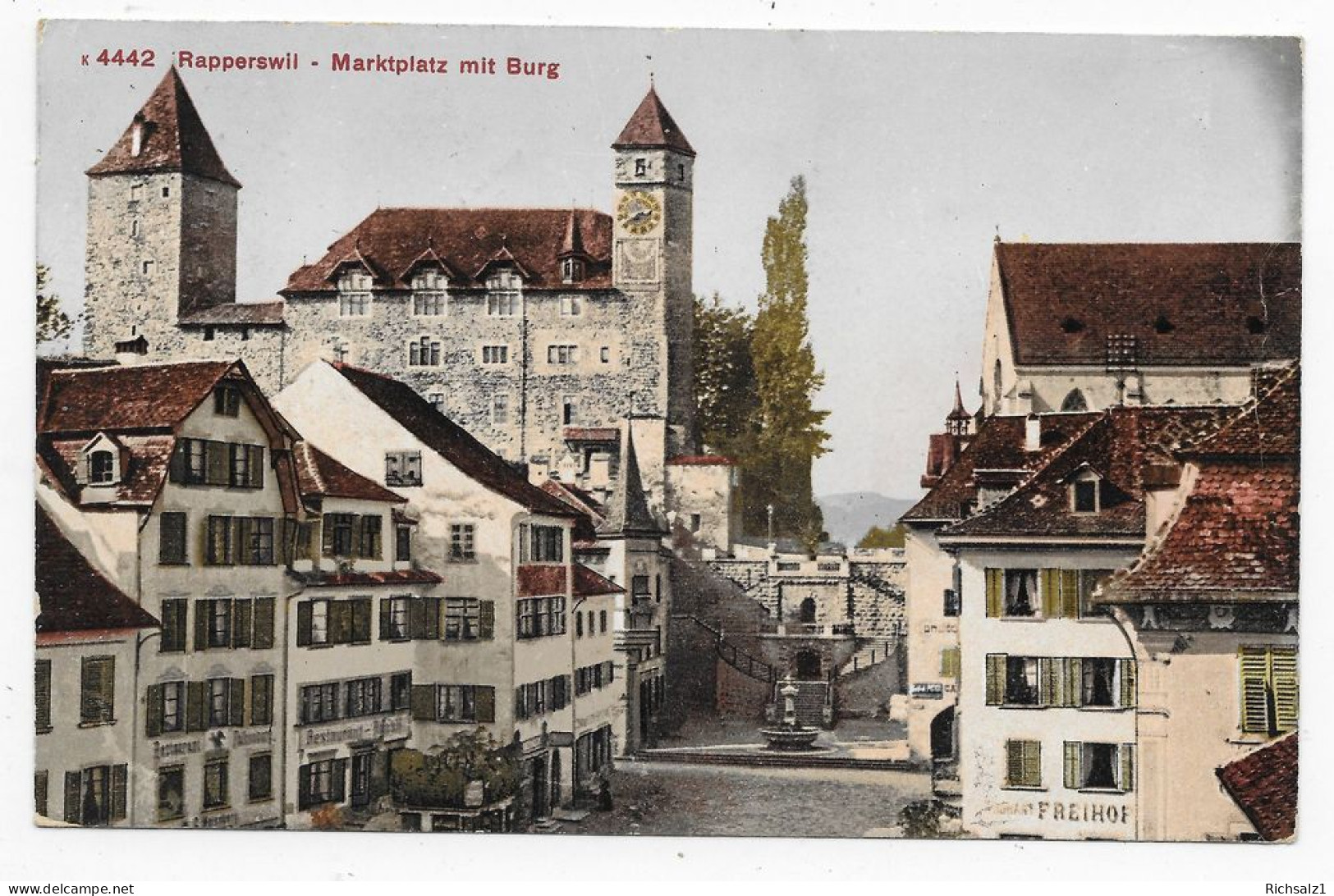 Heimat St.Gallen: Marktplatz Mit Rest. Freihof Rapperswil Um 1911 - Rapperswil-Jona