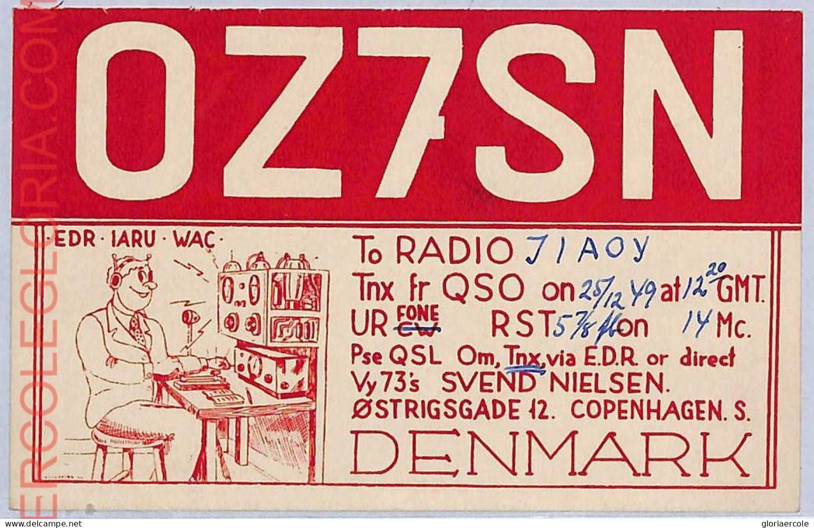 Ad9029 - DENMARK - RADIO FREQUENCY CARD   -  1949 - Radio