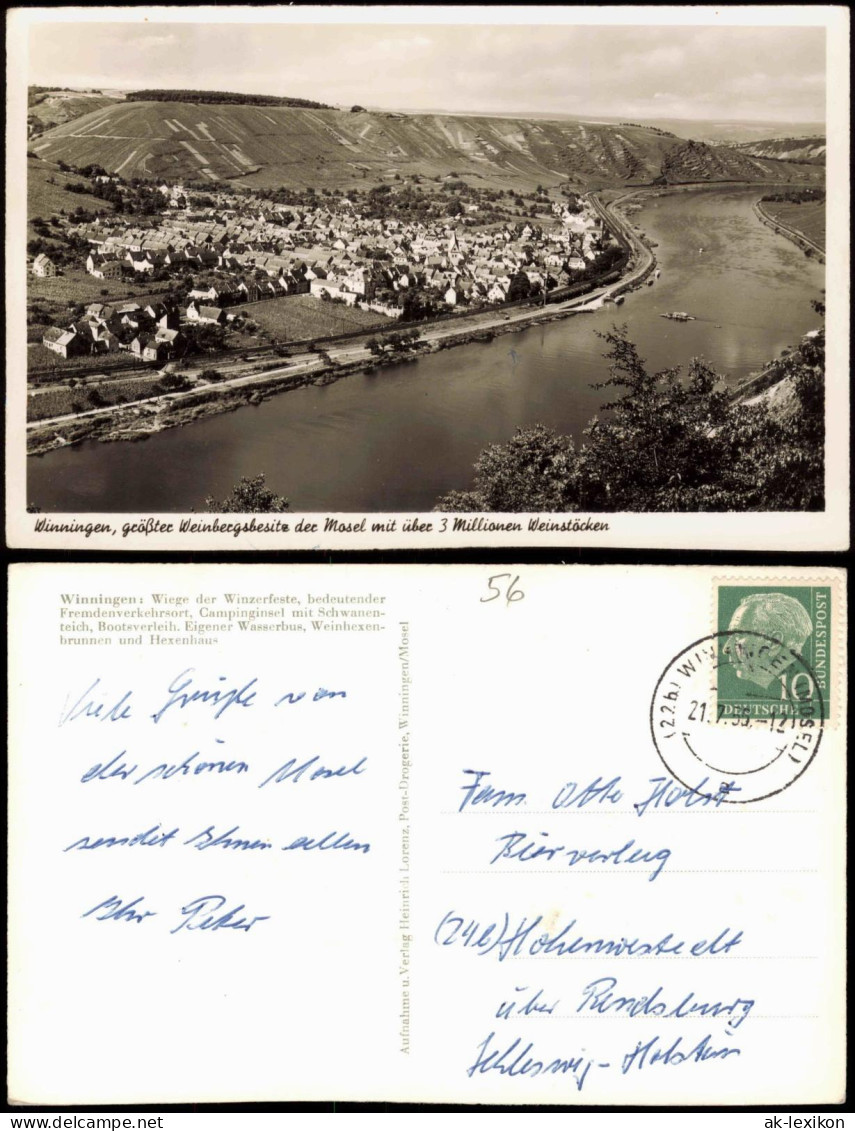 Ansichtskarte Winningen Blick Auf Stadt Und Mosel 1955 - Other & Unclassified