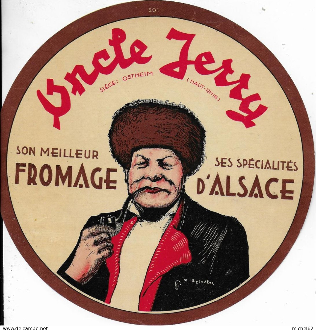 ETIQUETTE  DE  FROMAGE NEUVE  ONCLE JERRY OSTHEIM HAUT RHIN ALSACE - Kaas